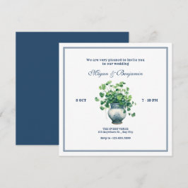 Invitación Plantas con boda de jarrón antiguo
