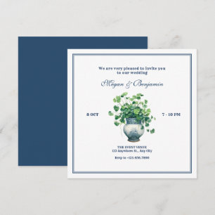 Invitación Plantas con boda de jarrón antiguo