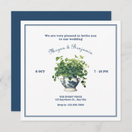 Invitación Plantas con boda de jarrón artístico