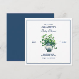 Invitación Plantas con jarrón antiguo, ducha de bebé