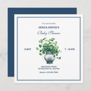 Invitación Plantas con jarrón antiguo, ducha de bebé
