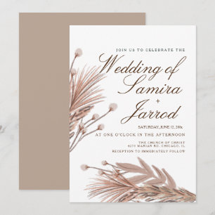 Invitación Plantas de Algodón de Pampas Botánicas Boda