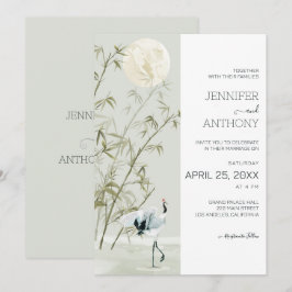 Invitación Plantas de bambú y Boda de grúa