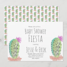 Plantas de Cactus Acuarela Pintadas a Mano Baby Sh