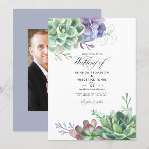 Invitación Plantas de cactus suculentas acuarela Foto de boda