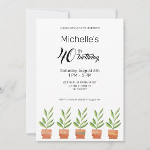 Invitación Plantas de Interior en Macetas de Cerámica Acuarel