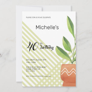 Invitación Plantas de Interior en Macetas de Cerámica Acuarel