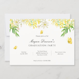 Invitación Plantas de mariposa floral amarilla
