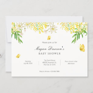 Invitación Plantas de mariposa florida amarilla para bebé duc