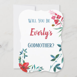 Invitación Plantas Florales Azules y Rojas