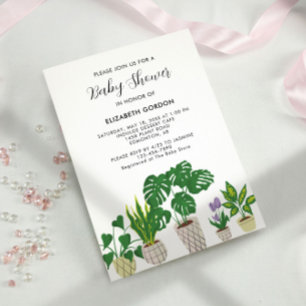 Invitación Plantas potentes vegetación floreciente de Baby Sh