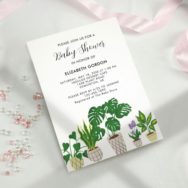 Invitación Plantas potentes vegetación floreciente de Baby Sh (Subido por el creador)