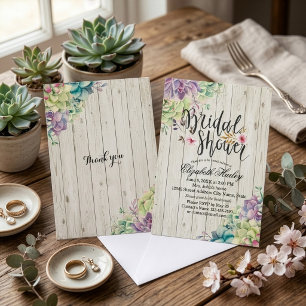 Invitación Plantas Suculentas Elegantes para Despedida de Sol