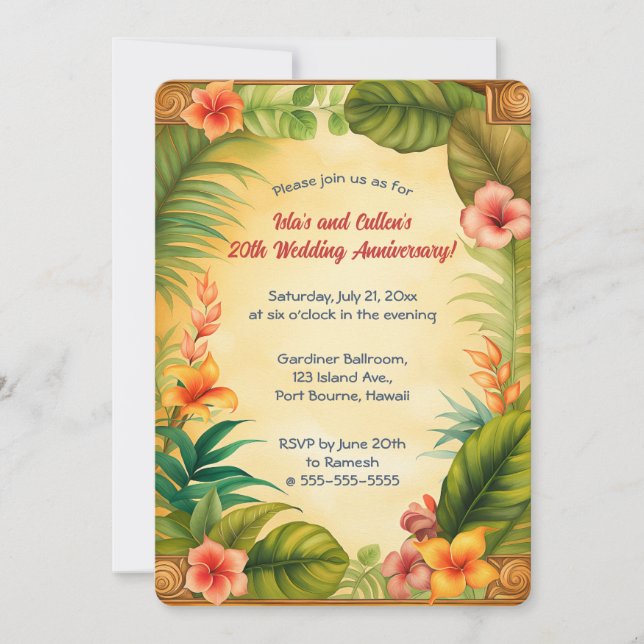 Invitación Plantas y Flores Tropicales Editables (Anverso)