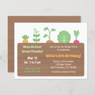 Invitación Planter Box Kids Garden Birday Party