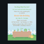 Invitación Planter Box Kids Jardín Fiesta de cumpleaños<br><div class="desc">Disfrute de una fiesta de cumpleaños verde y divertida con un tema de fiesta de jardinería! Esta invitación incluye una lata de riego amarilla y una caja de plantadores con plantas que son fáciles y divertidas para que los niños crezcan, que incluyen zanahoria, guisantes, papa, lechuga y rábano. También viene...</div>