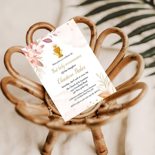Invitación Plantón floral acuarela primera comunión sagrada (Subido por el creador)
