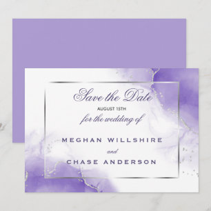 Invitación Plata Amethyst Purple Script
