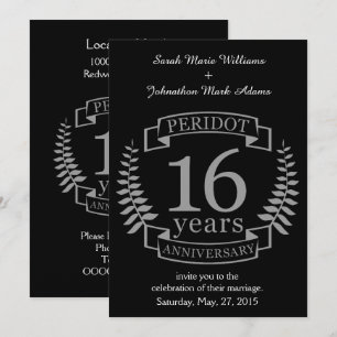 Invitación Plata Aniversario de boda tradicional 16 años