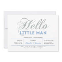 Plata, azul | Moderna Typography Boy Baby Shower