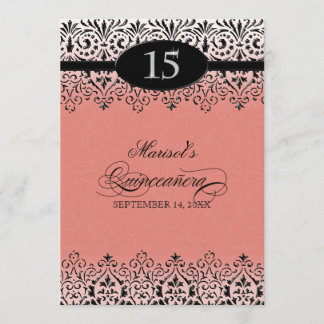 Invitación Plata blanca negra décimo quinto Quinceanera de la