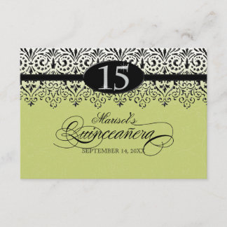 Invitación Plata blanca negra décimo quinto Quinceanera de la