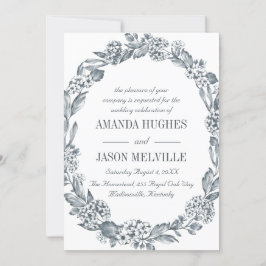 Invitación Plata Botánica | boda de la corona floral