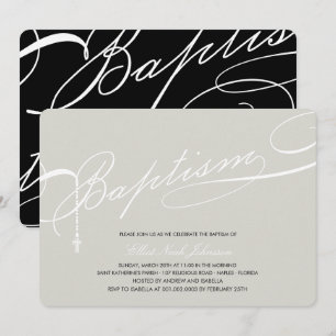 Invitación Plata con guión de la cruz del rosario del