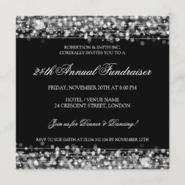Invitación Plata corporativa elegante de las chispas del