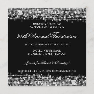 Invitación Plata corporativa elegante de las chispas del