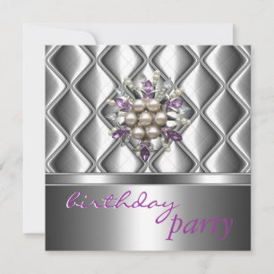 Invitación Plata Cristal Púrpura Malva Joya