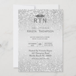 Invitación Plata de Graduación de Enfermeras con Registro de 