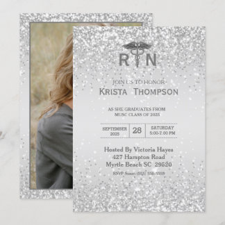 Invitación Plata de Graduación de Enfermeras con Registro de 