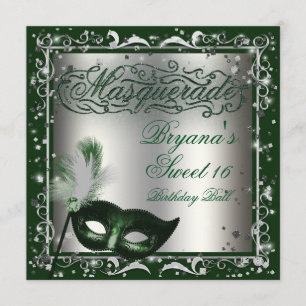 Invitación Plata de la máscara de la mascarada y fiesta de