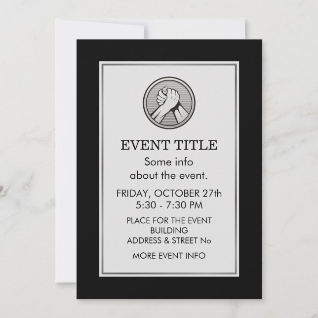 Invitación Plata de lucha de brazos (Reverso)