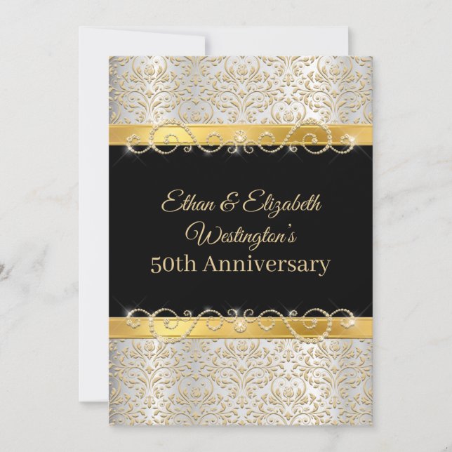 Invitación Plata de oro y Diamante Negro 50 años (Anverso)
