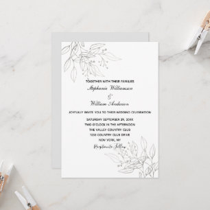 Invitación Plata deja elegante Boda formal de Moda moderna