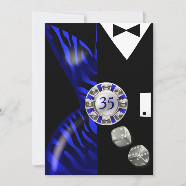 Invitación Plata del negro del cobalto del cumpleaños el | (Anverso)