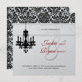 Invitación Plata del rojo del negro de la lámpara de la