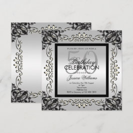 Invitación Plata elegante y cumpleaños de las mujeres negras