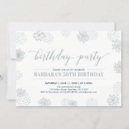 Invitación Plata Estiloso Moderno 50. Fiesta de cumpleaños pa