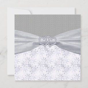Invitación Plata, Estrellas Blancas y Bodas de copas de nieve