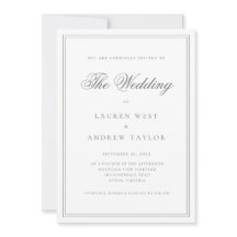 Plata gris moderna Minimalista El Boda de la invit