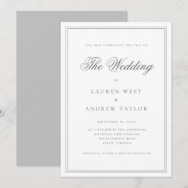 Invitación Plata gris moderna Minimalista El Boda de la invit