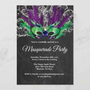 Invitación Plata mágica de la púrpura del verde de la noche