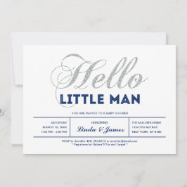 Invitación Plata, Marina | Moderna Typography Boy Baby Shower