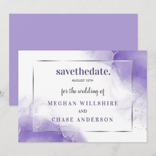 Invitación Plata Minimalista Ametista Púrpura