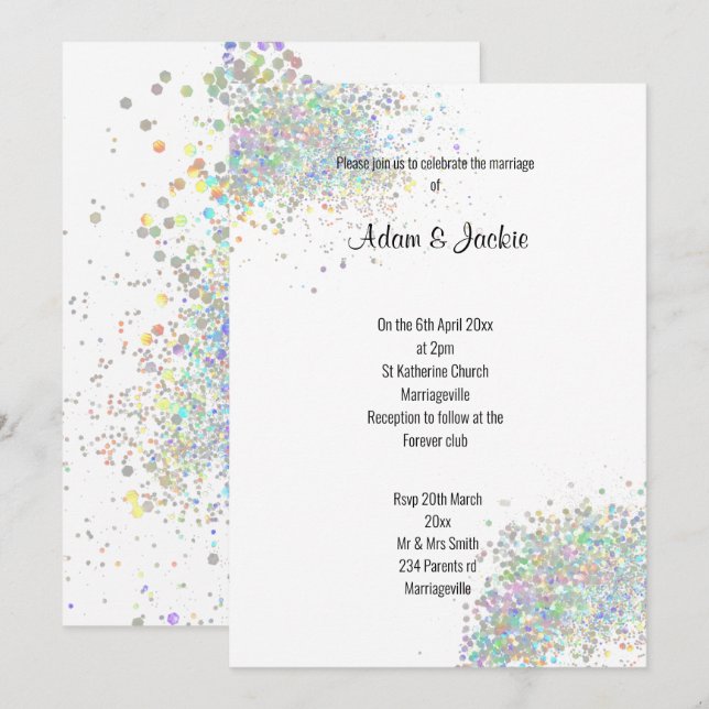 Invitación Plata moderna Lilac Púrpura Floral ELEGANTE BODA (Anverso / Reverso)