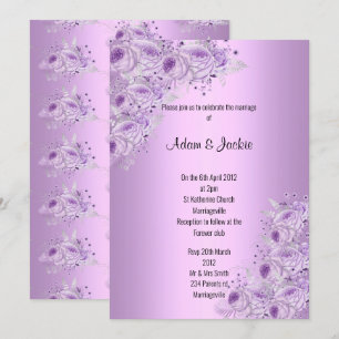 Invitación Plata moderna Lilac Púrpura Floral ELEGANTE BODA