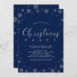 Invitación Plata | Modernos Navidades de copas de nieve Fiest